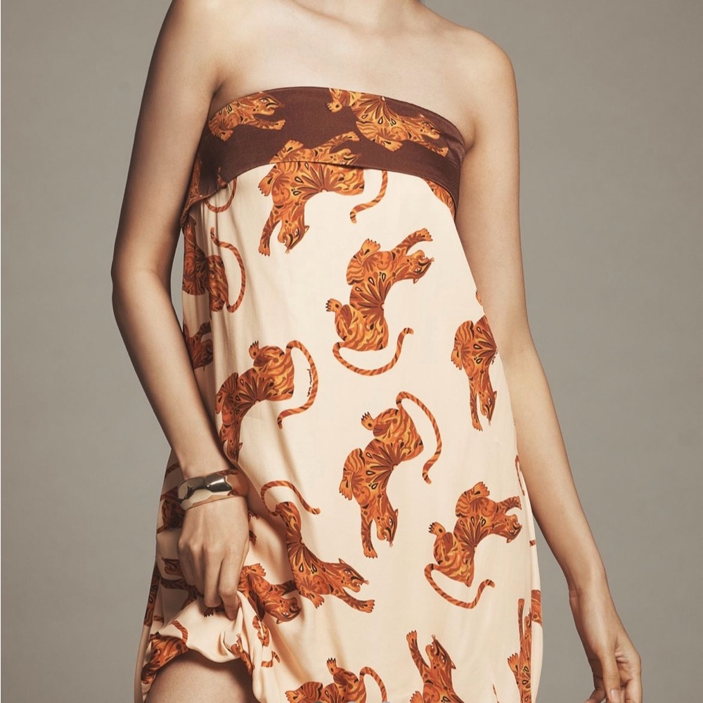 FARM Rio Brown and Cream Tiger Print Mini Dress